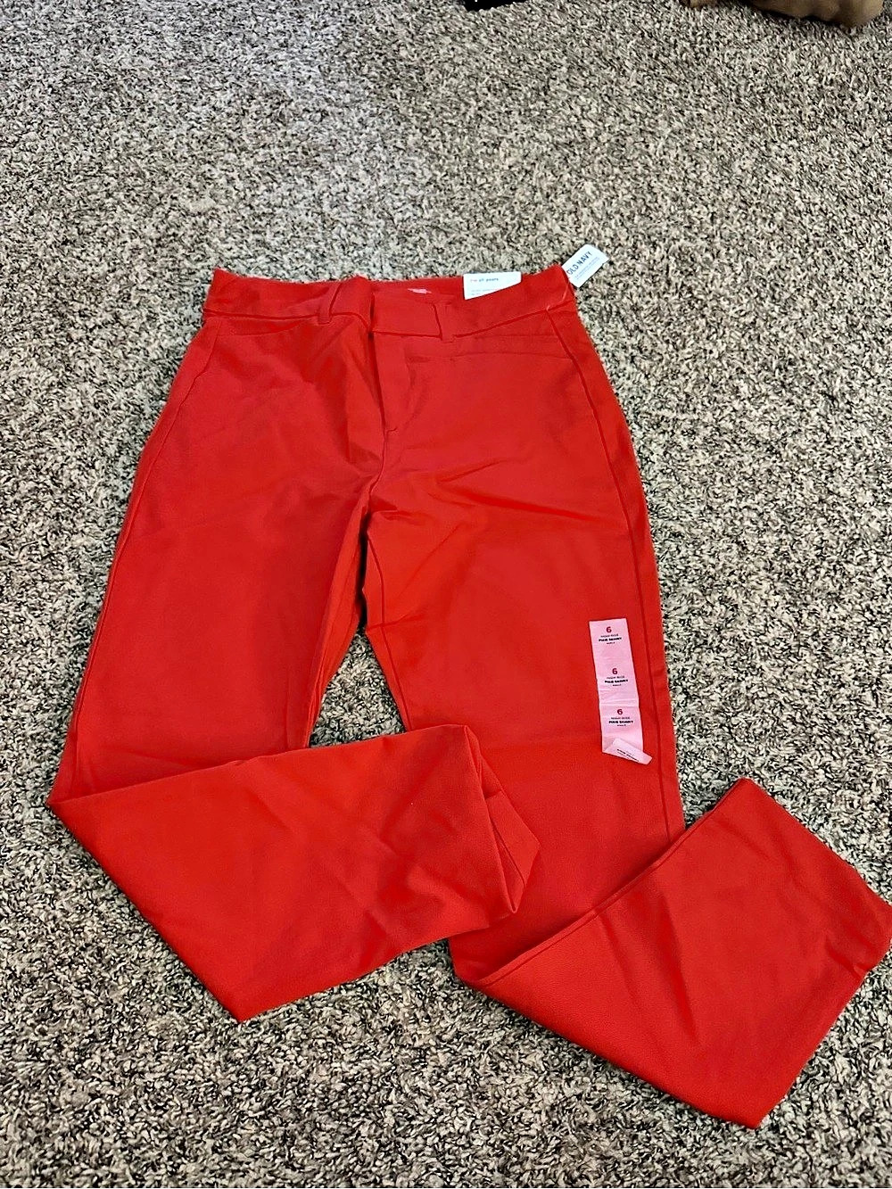 Old Navy High-Waisted Pixie Straight Pants Red
